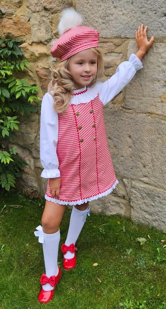 IN23 red houndstooth dress