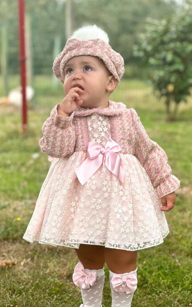 Pink tweed dress