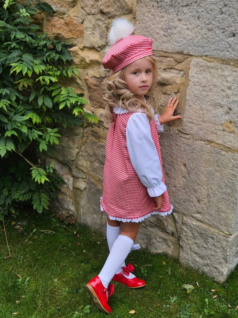 IN23 red houndstooth dress