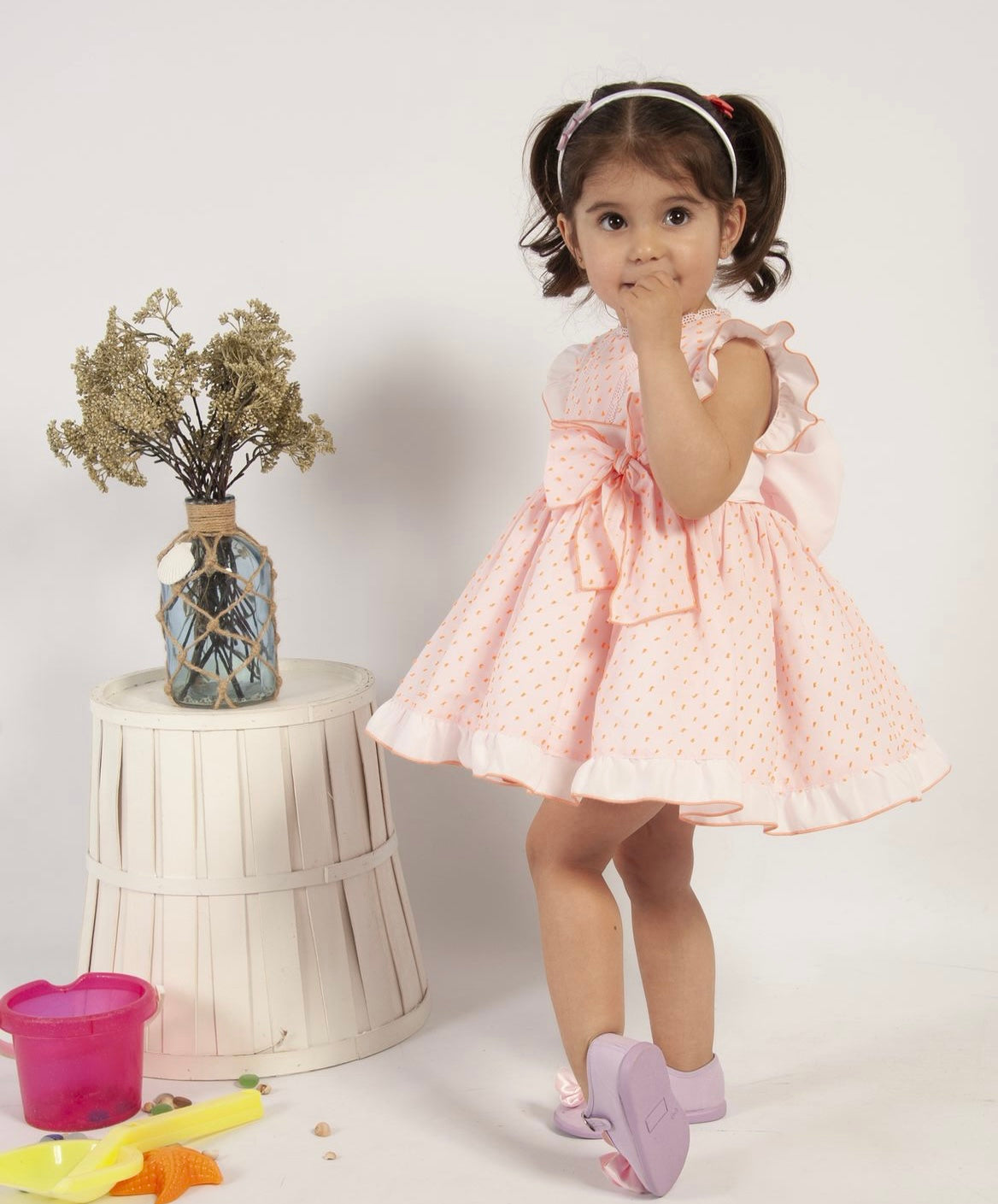 VE24-33 Pink & Peach puffball dress