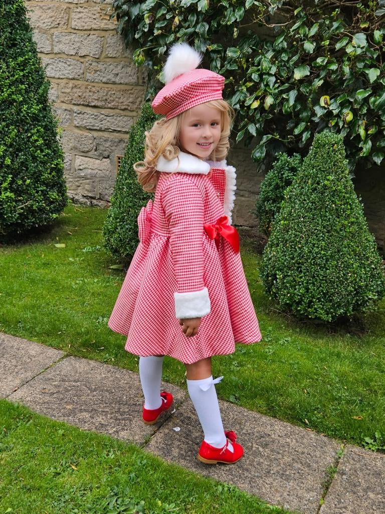 Red houndstooth coat