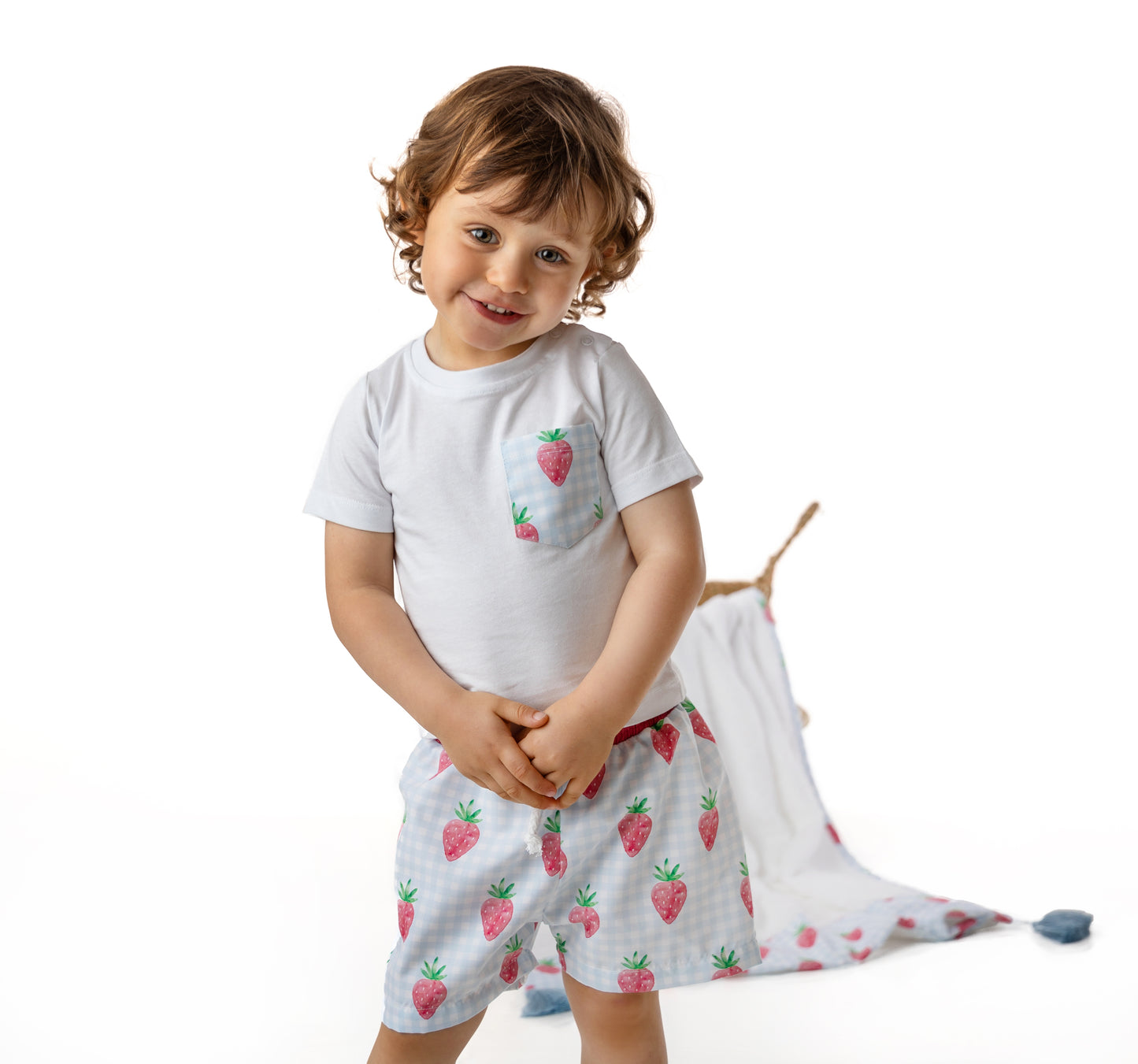 Strawberry matching boys t-shirt