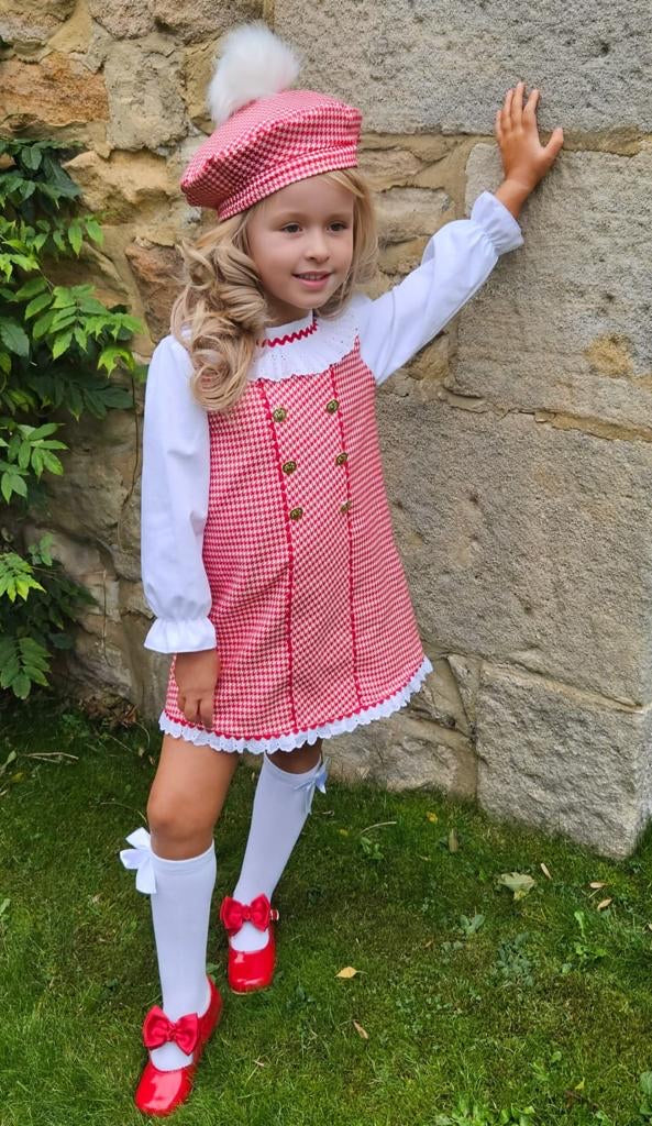IN23 red houndstooth dress