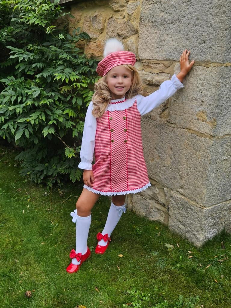 IN23 red houndstooth dress