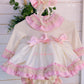 Ela cream & pink knit dress set