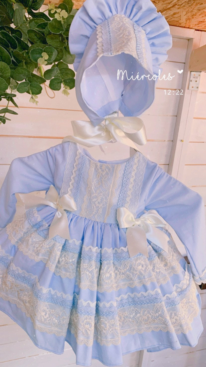 Ela Baby blue & cream dress set