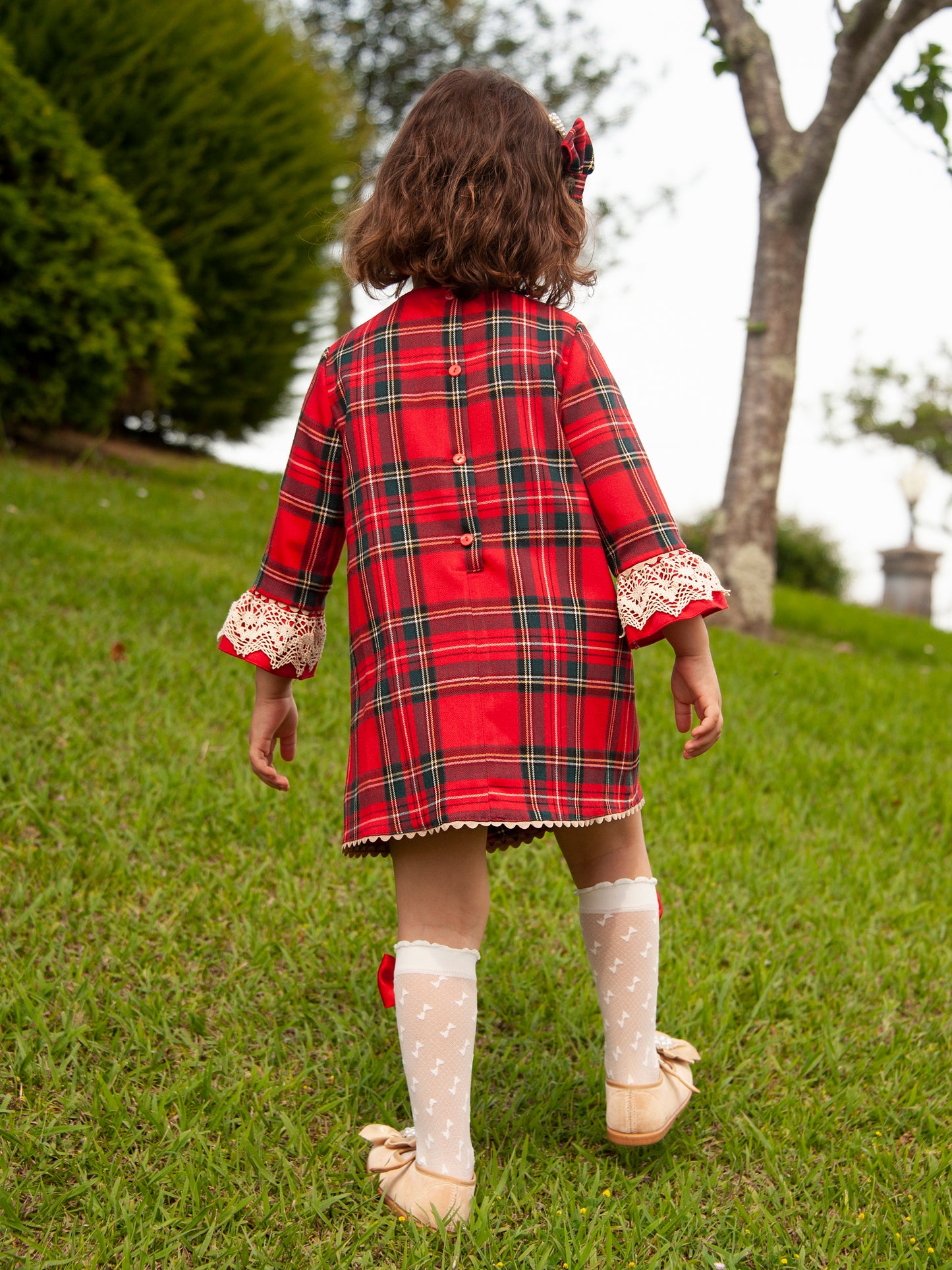 IN23-26 A-LINE red tartan DRESS