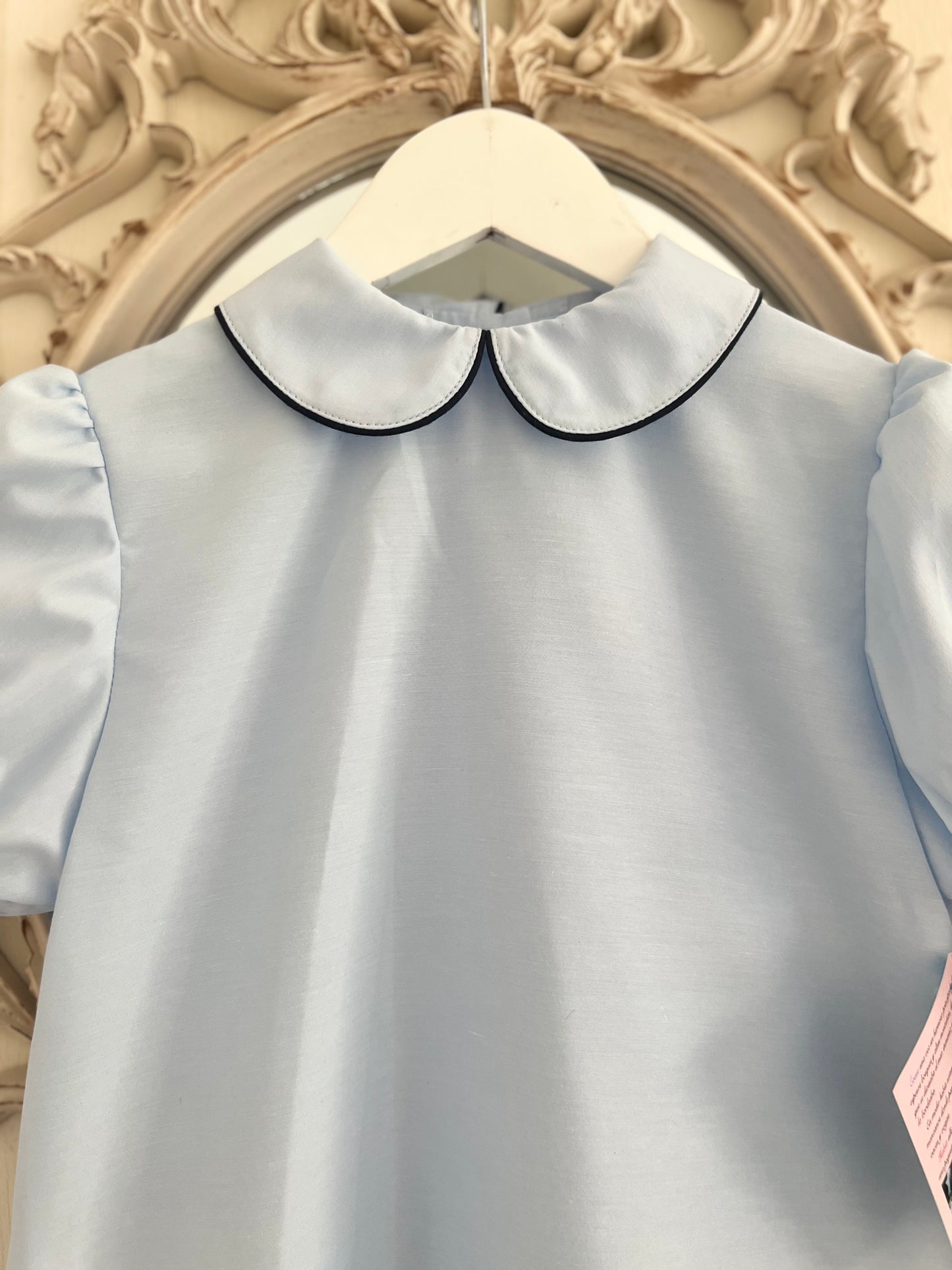 School blouse Baby blue with navy