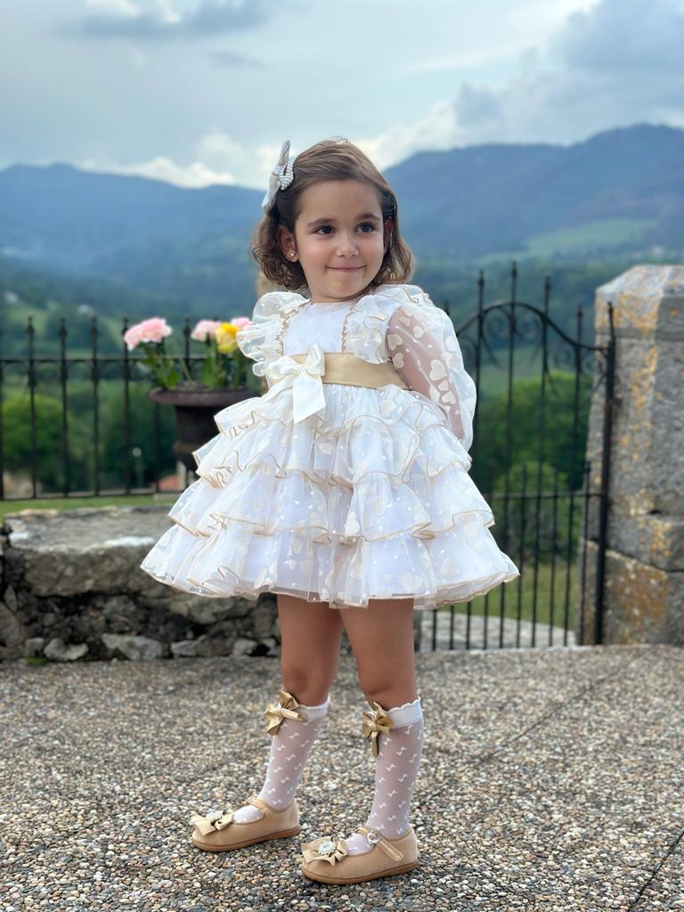 IN23-25 Organza cream heart dress