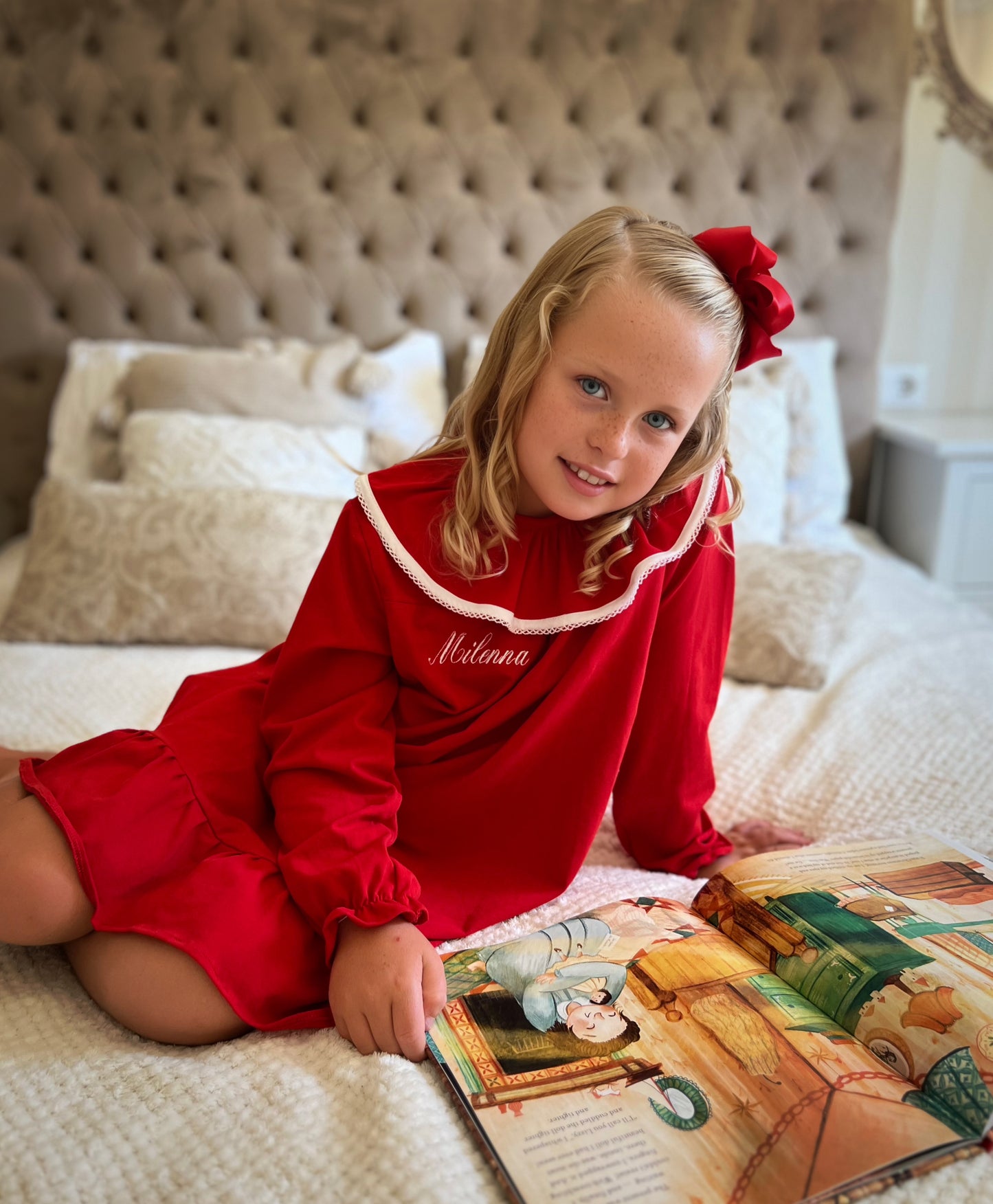 Christmas Red Frilly Collar Nightie