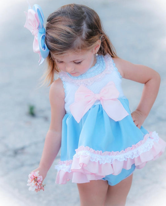 Ela blue & pink dress set.