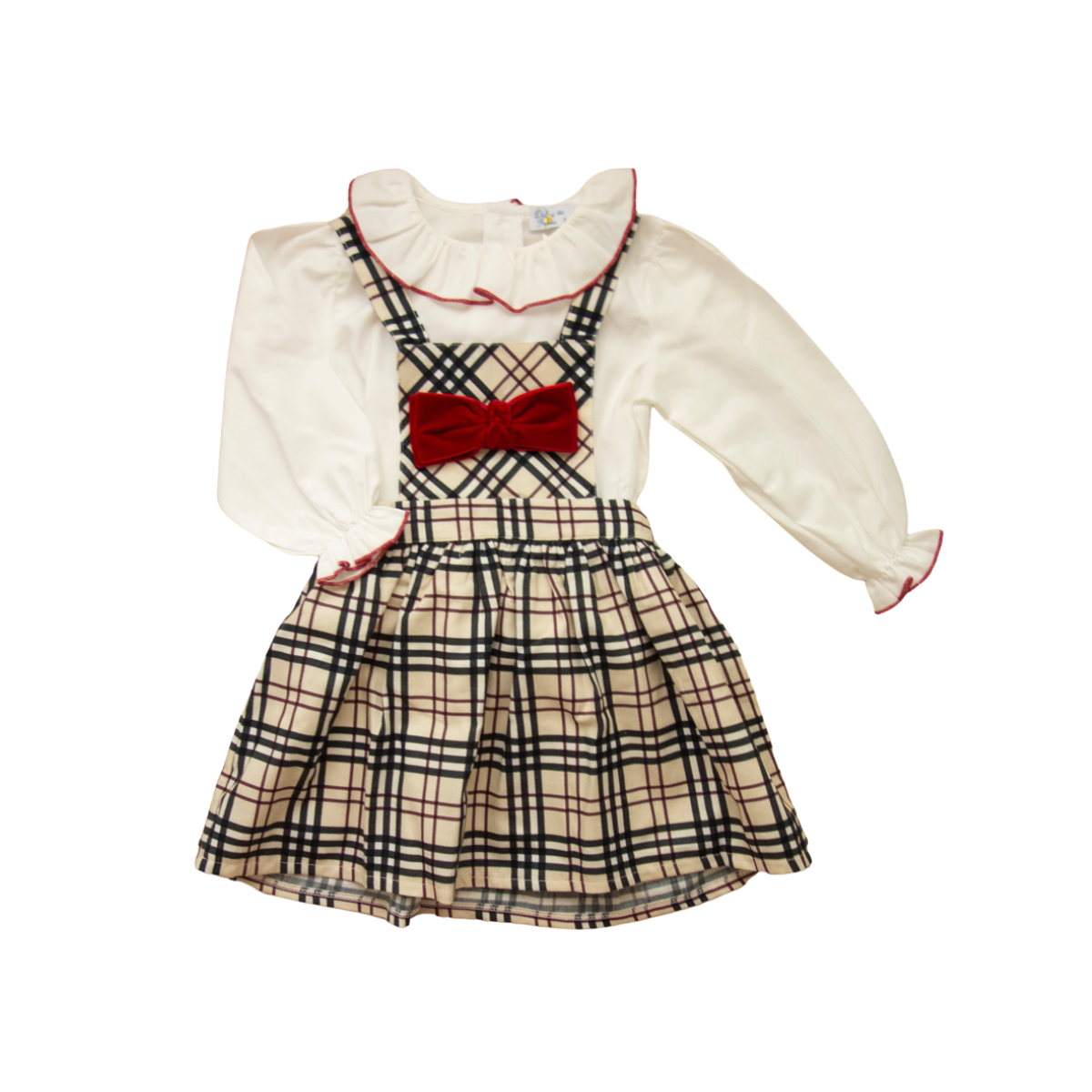 Burberry Style Pinafore & Blouse Set