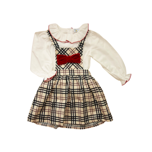 Burberry Style Pinafore & Blouse Set