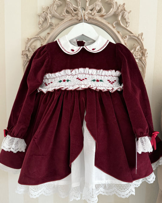 Burgundy velvet Puffball Dress