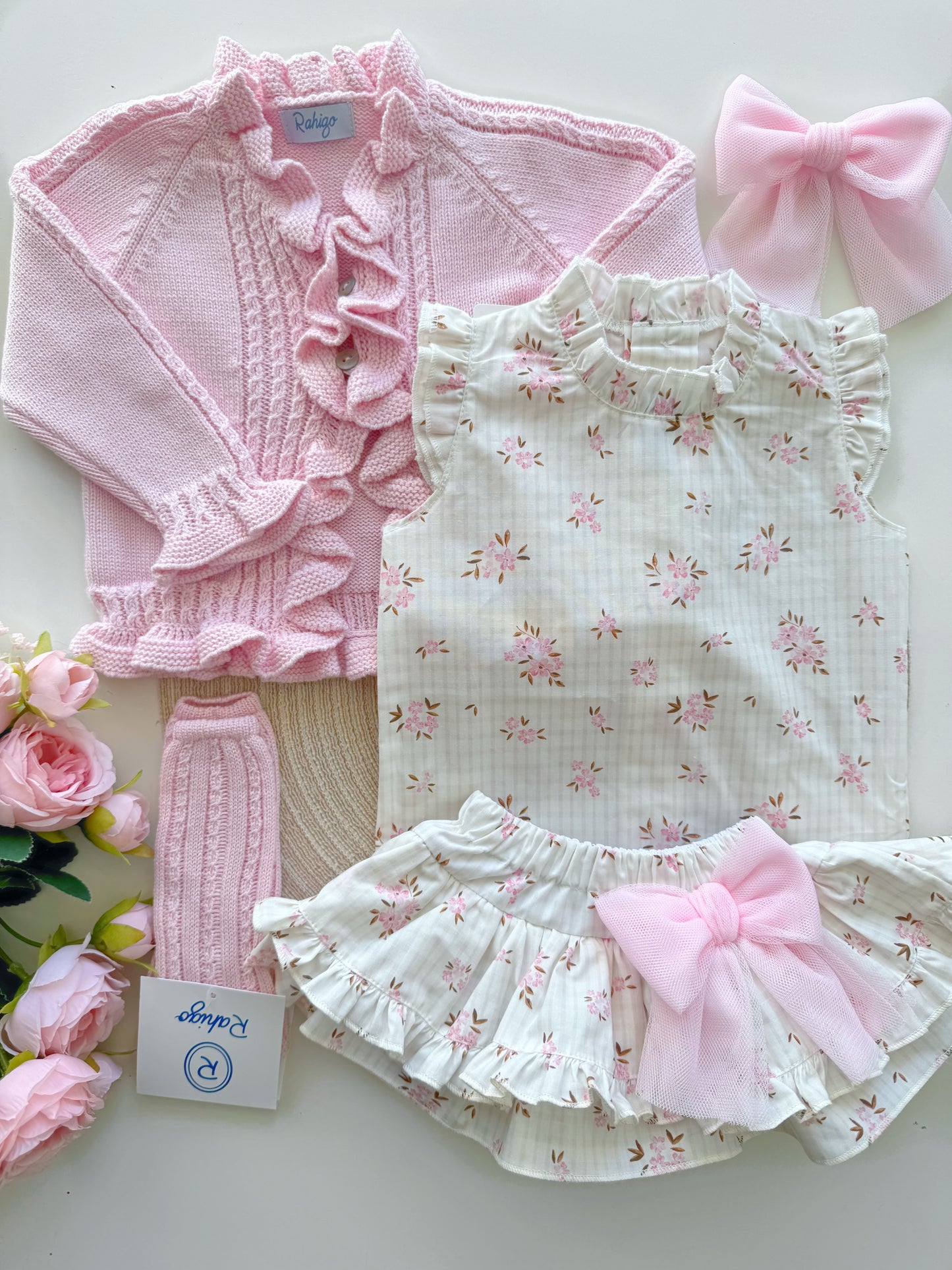 Pink Floral 3 Piece Skorts Set