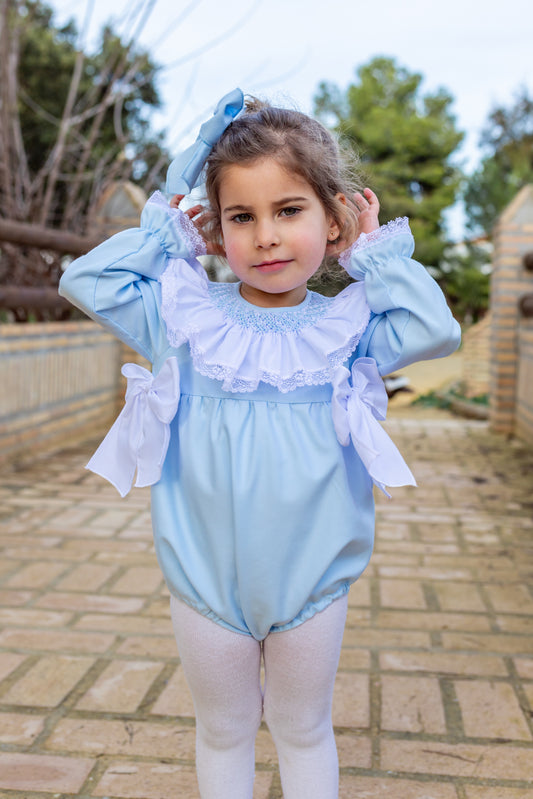 Naxos Baby Blue Smocked Romper