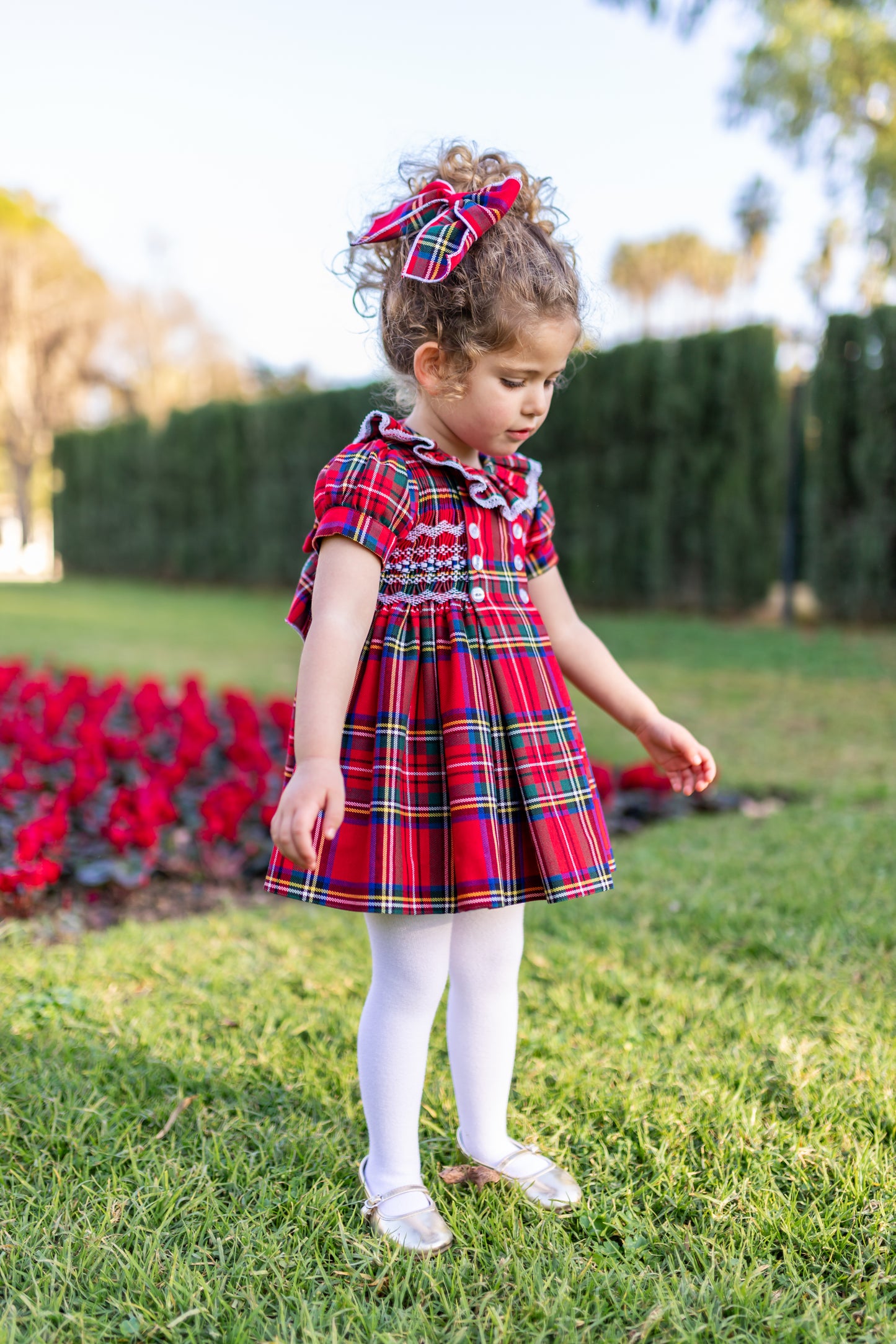 Naxos Red Tartan Smocked Dress