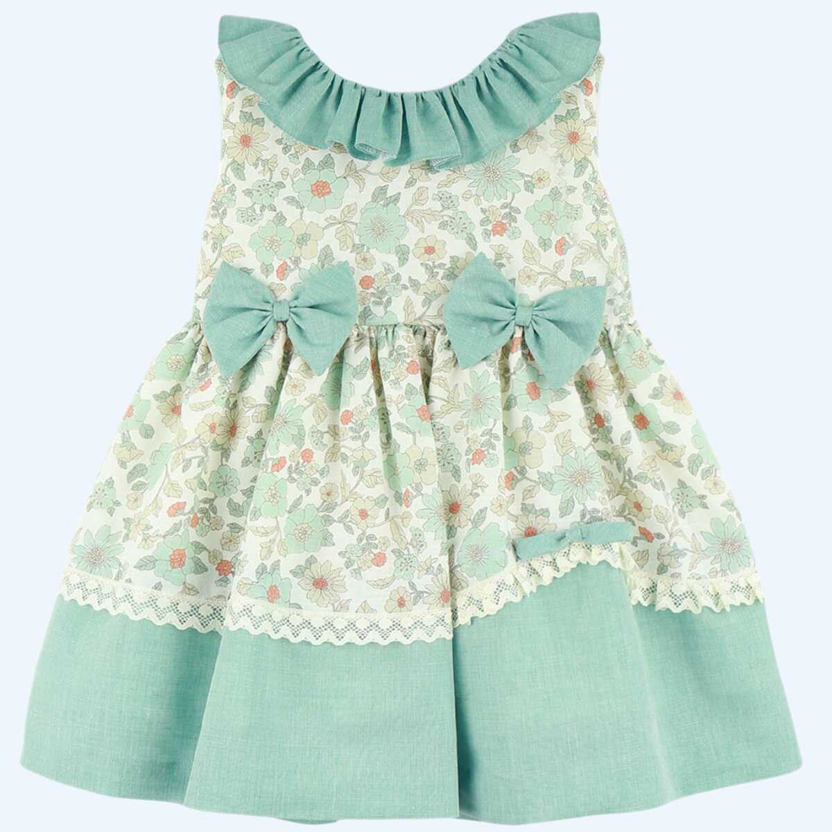 Teal floral dress (older girls 2-12y)
