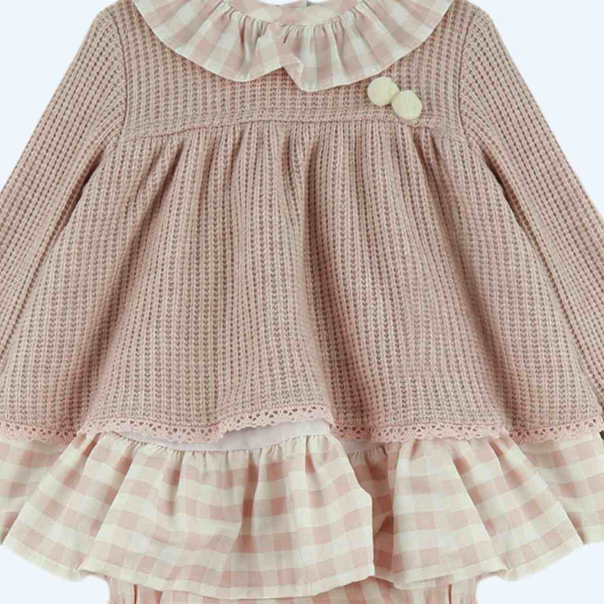 Pink Check 2 piece dress set