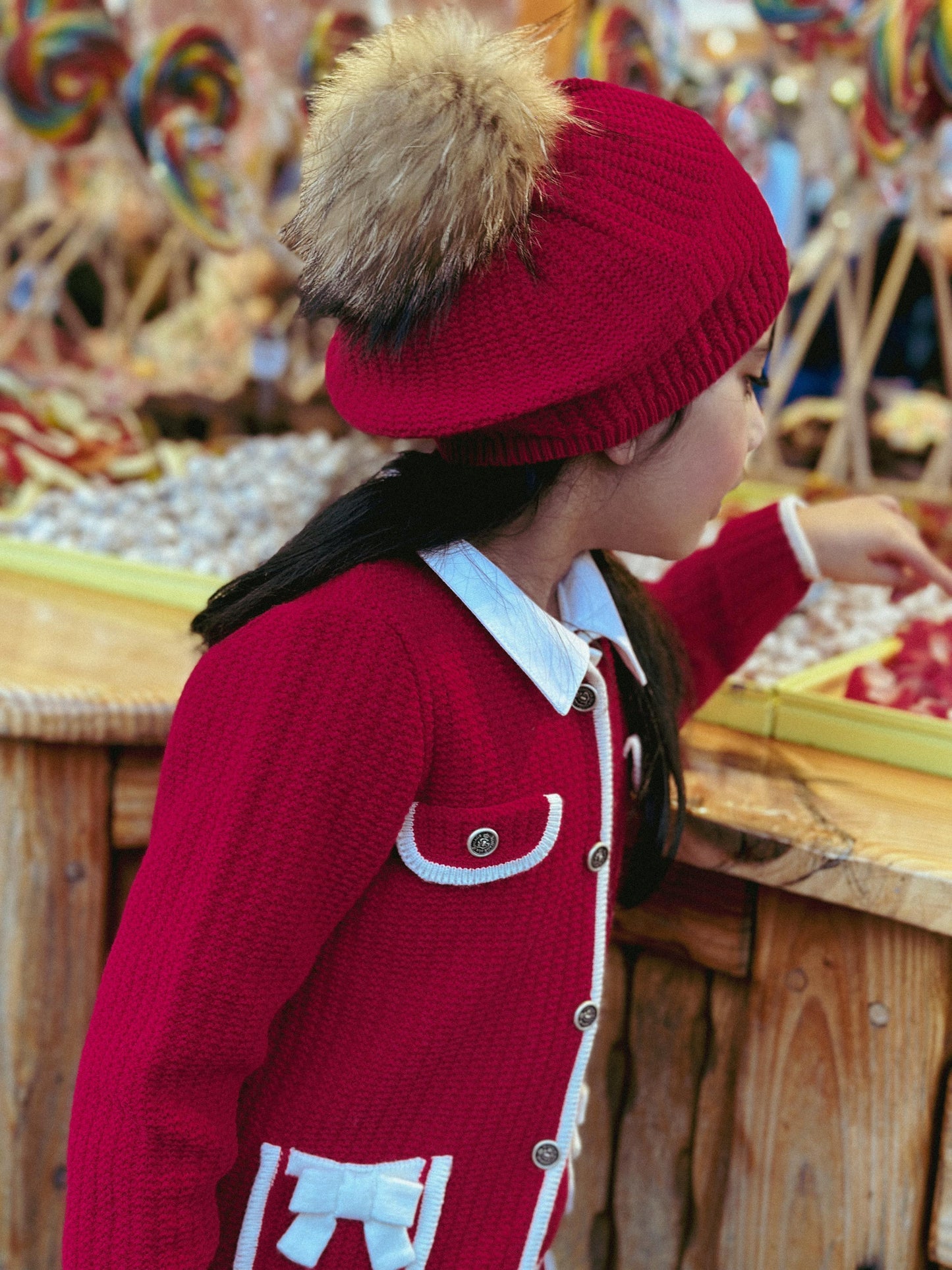 Rahigo Red Faux Fur Beret