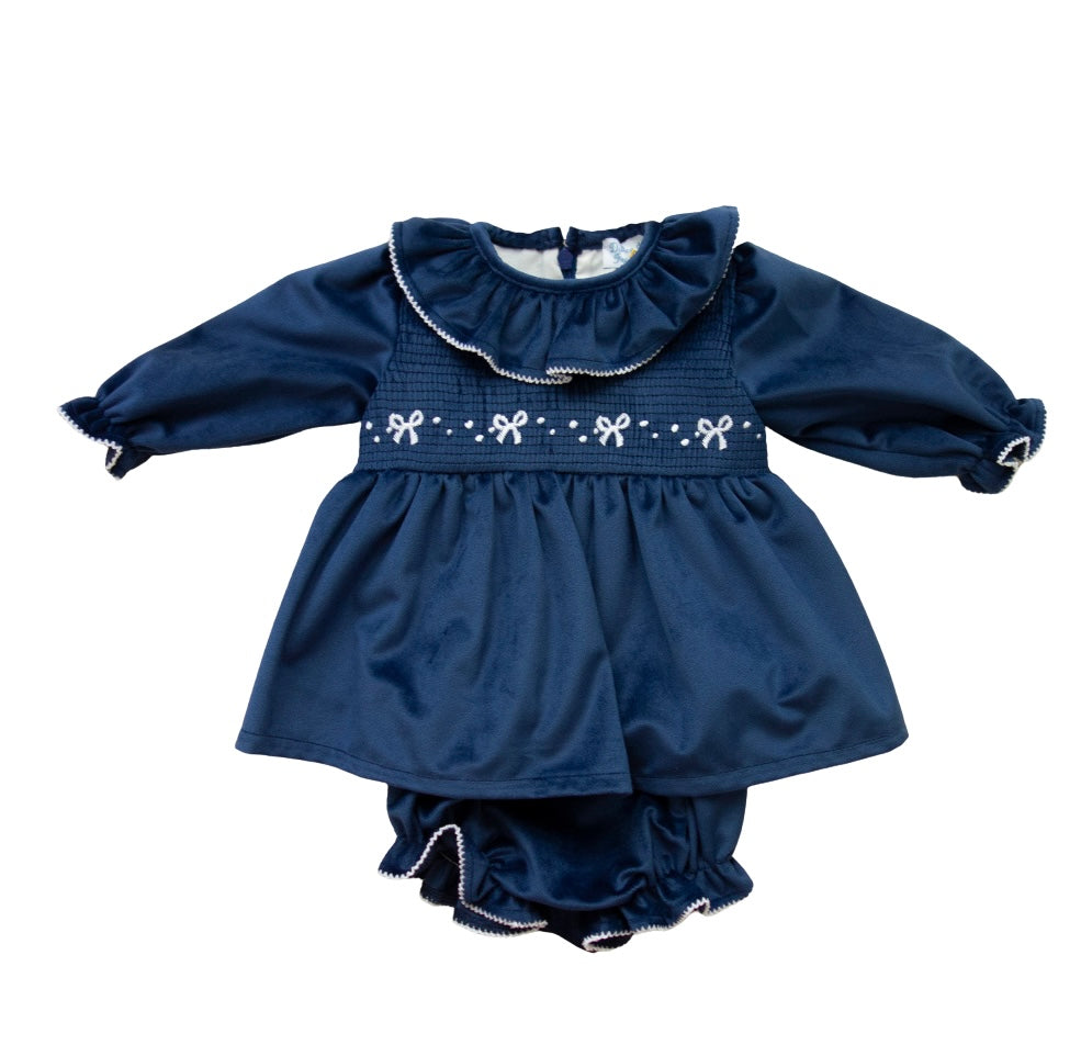 Navy Velvet Dress Set