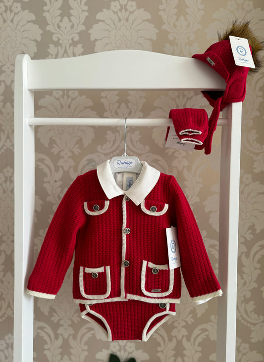 Rahigo Red & Cream Boys 3 Piece Romper Set