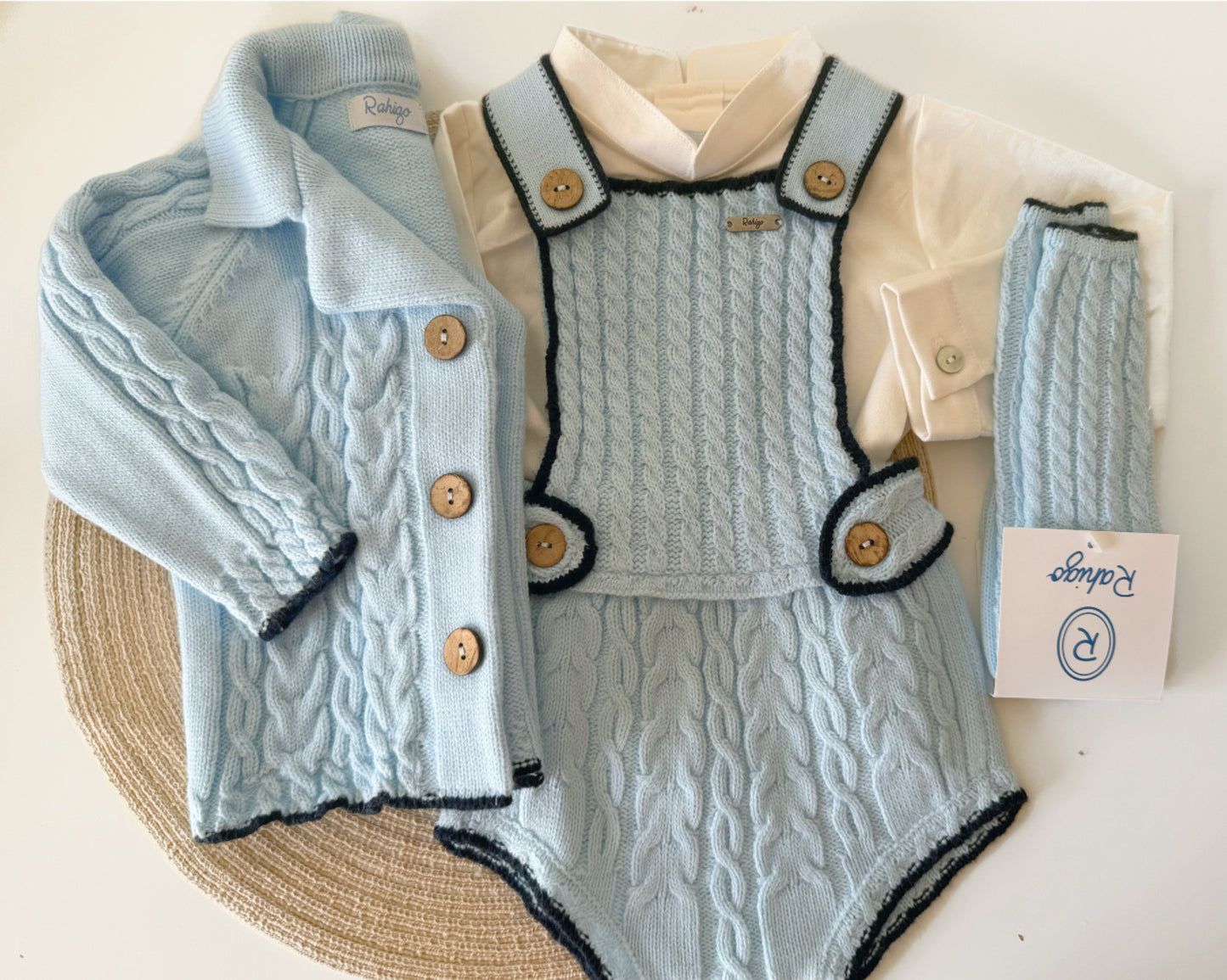 Rahigo Baby Blue & Navy Boys 3 Piece Romper Set