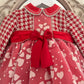 IN23-009 Red dogtooth & heart puffball dress