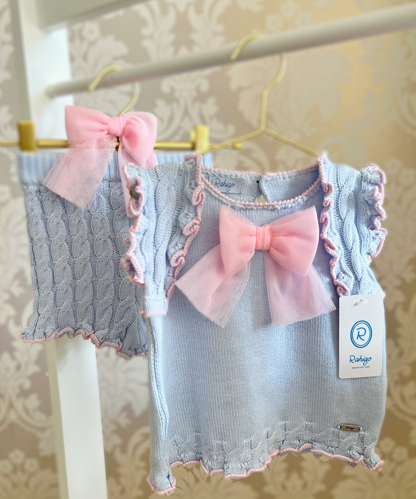 24193 Baby Blue & baby pink 2 piece shorts set
