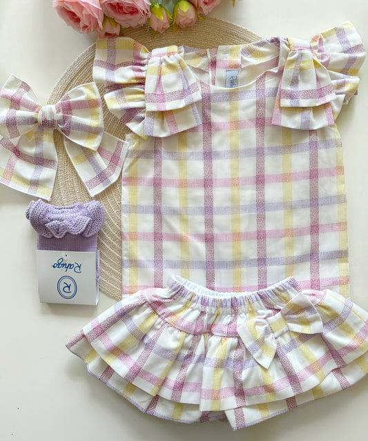 Rahigo Lilac Gingham Blouse & skorts (6m-48m)