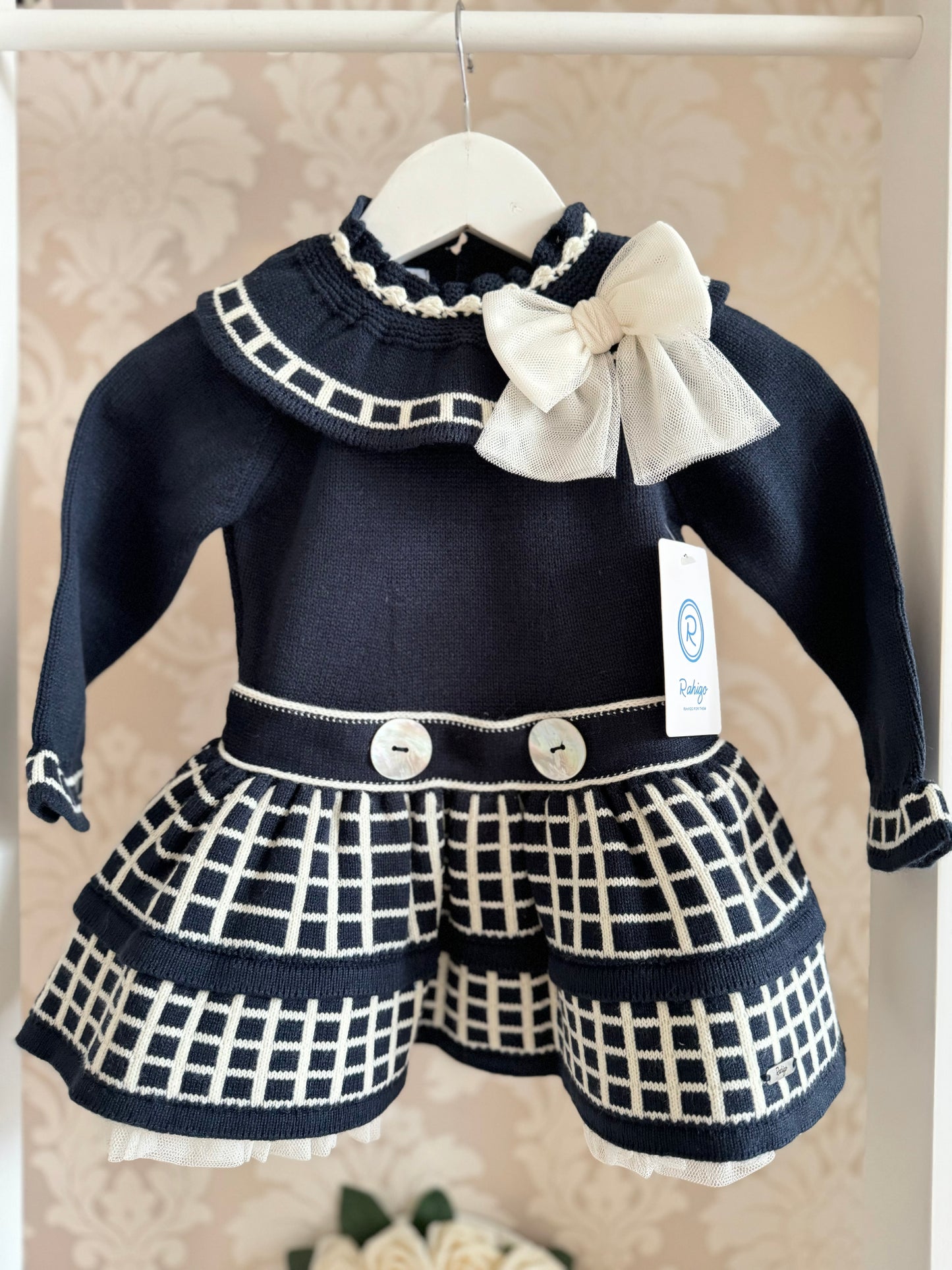 Rahigo Navy & Cream Dropwaist Dress