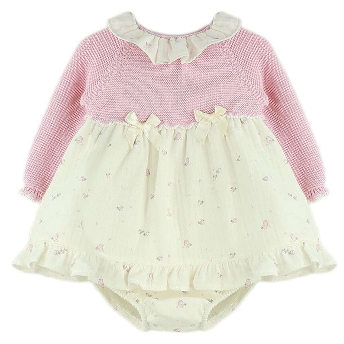 Baby Pink & Cream knitted Dress Set