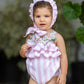 Pink Floral Romper & Bonnet set