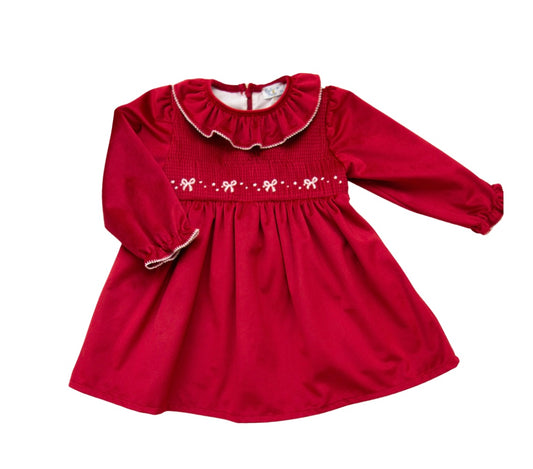 Red Velvet Smocked dress