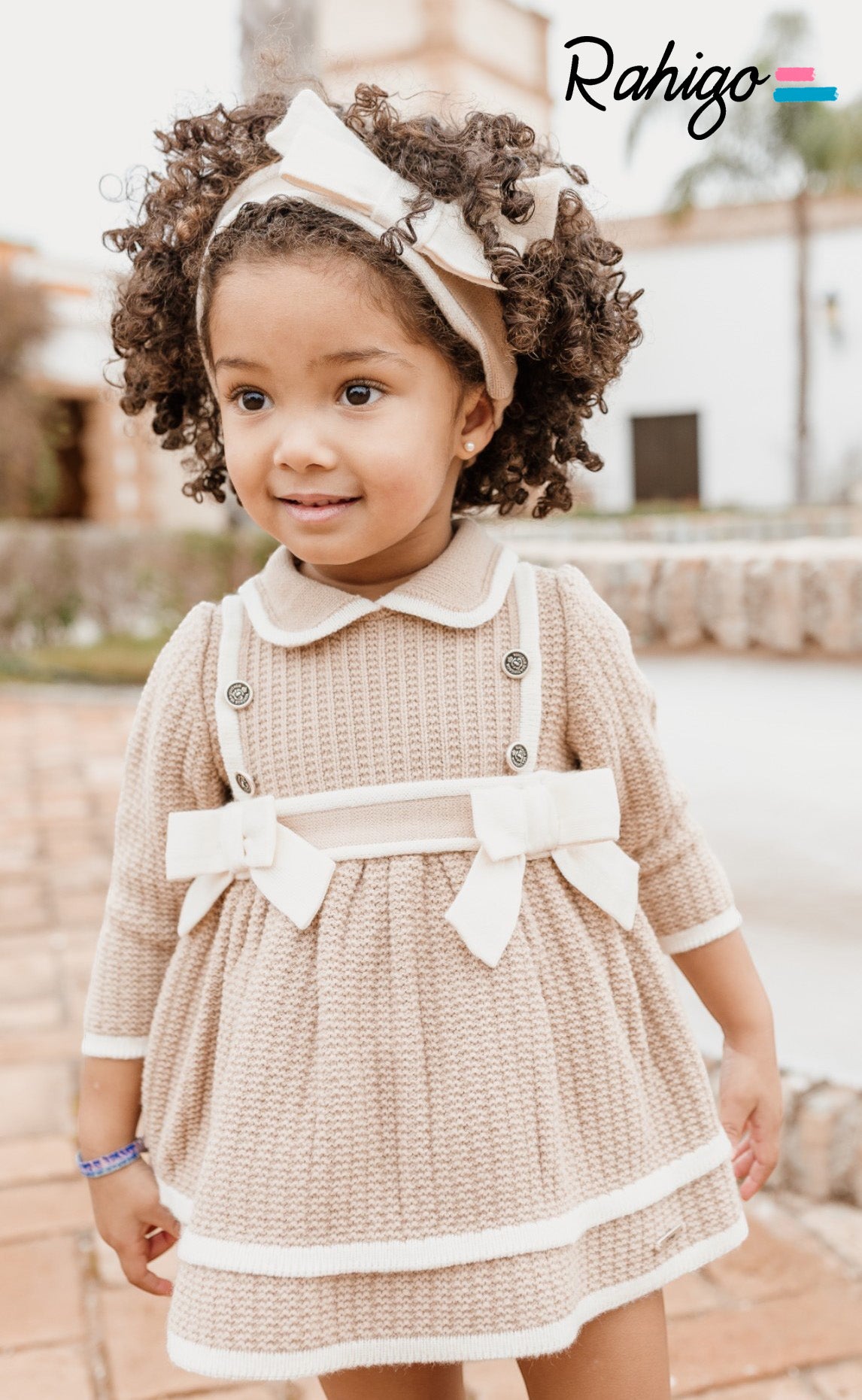 Rahigo Beige & Cream Dress & Bloomer Set