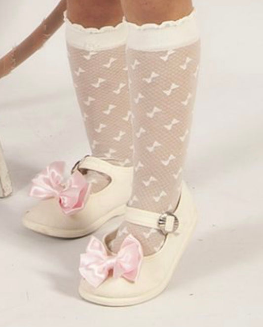 Sonata Cream & Pink Bow Shoes