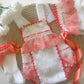 Ela White & Coral Lace Romper and Bonnet set