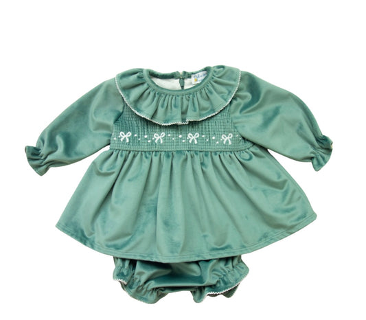 Green Velvet Dress Set