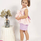 VE24-32 Lilac & Pink Blouse & Shorts set
