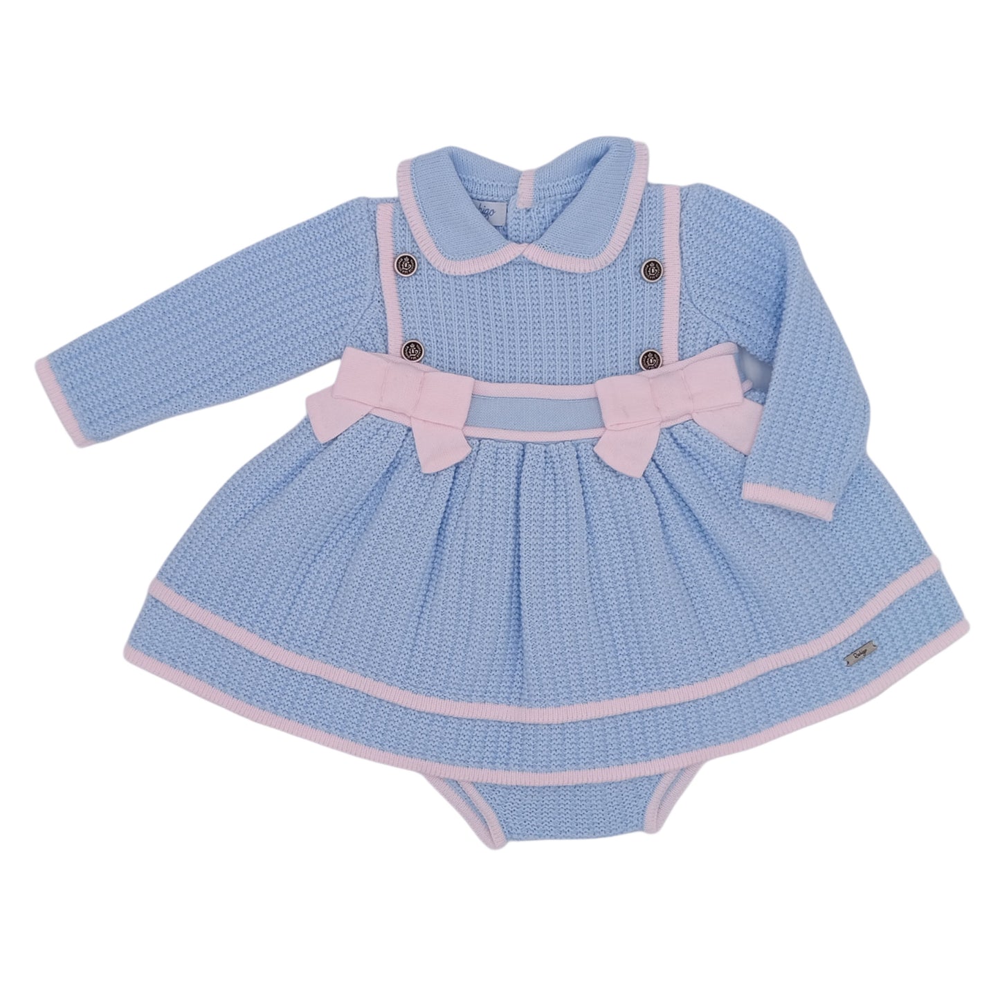 Rahigo Baby Blue & Pink Dress & Bloomer Set