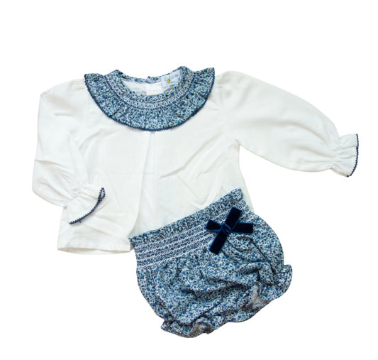 Navy Floral Bloomer Set