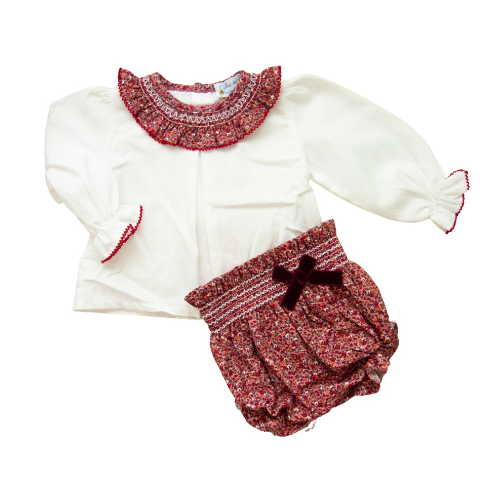 Red Floral Bloomer Set