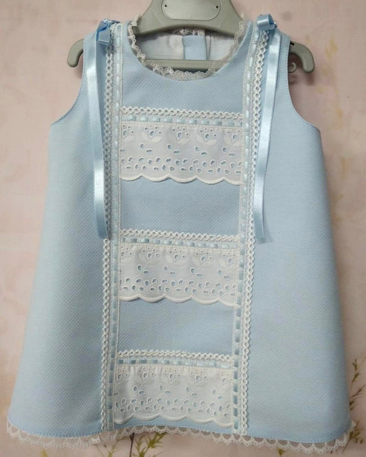 Sonata Baby Blue & White A-Line Dress