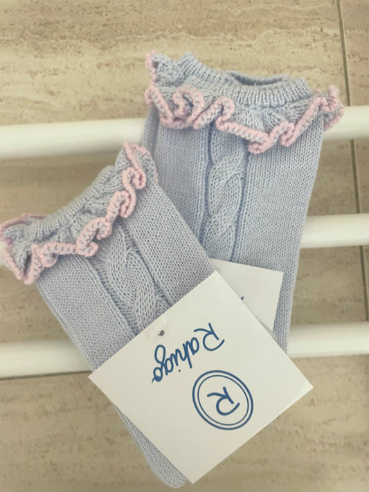 Baby blue & pink frilly socks