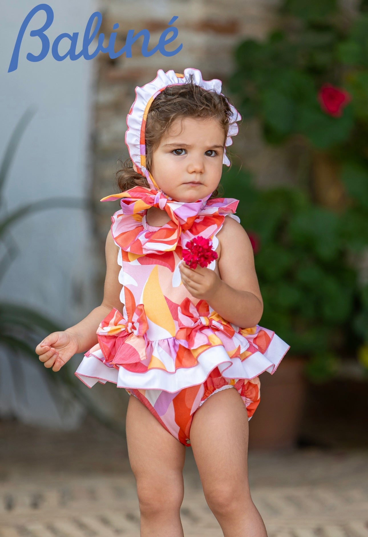 Coral Romper & Bonnet set