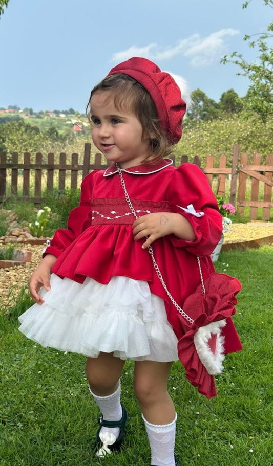 Noel red velvet Puffball Dress