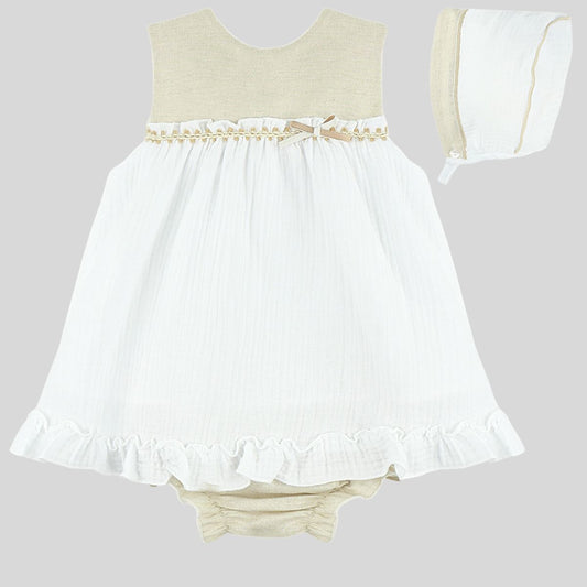 Babyferr beige 3 piece dress set