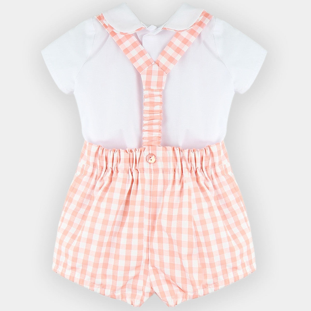 Babyferr peach gingham shorts & shirt set