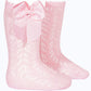 Condor Baby Pink Open Knit Bow Socks