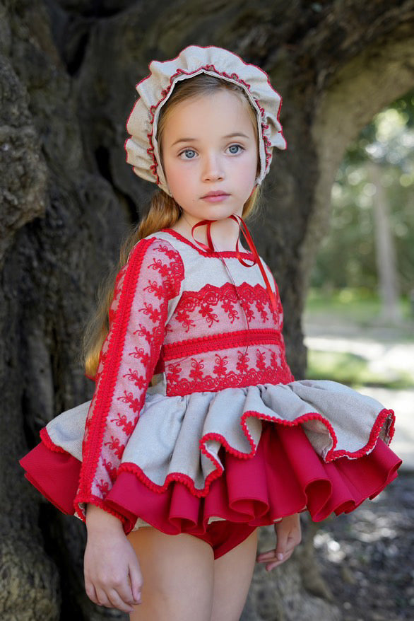 Ela Red Lace Dress set